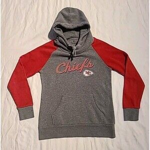 Fanatics Red & Gray Kansas City Chiefs Small Hoodie NFL Raglan Streetwear Casual
